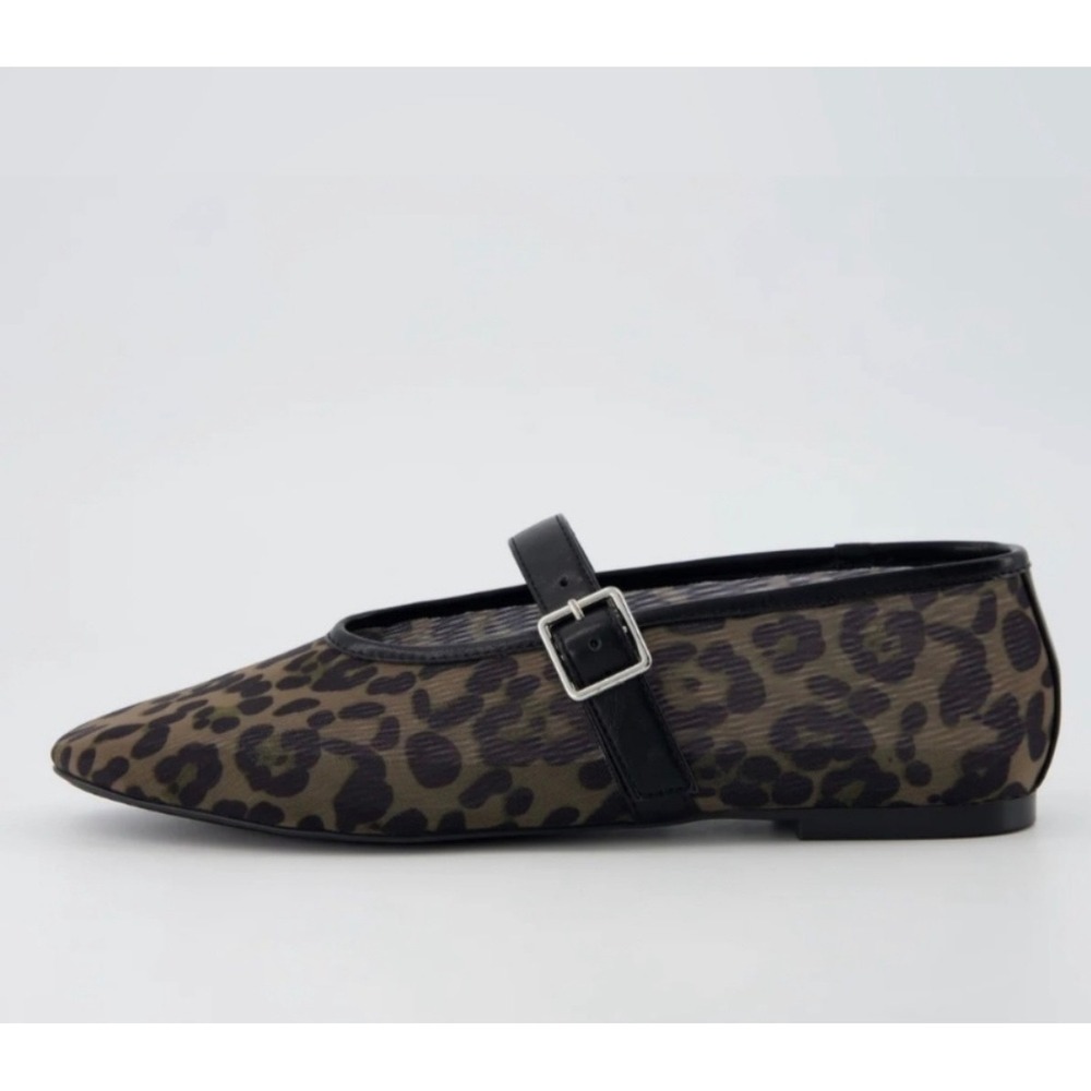 Camila Coelho Flats Moma Leopard Print Mary Jane Brown Black 9.5
